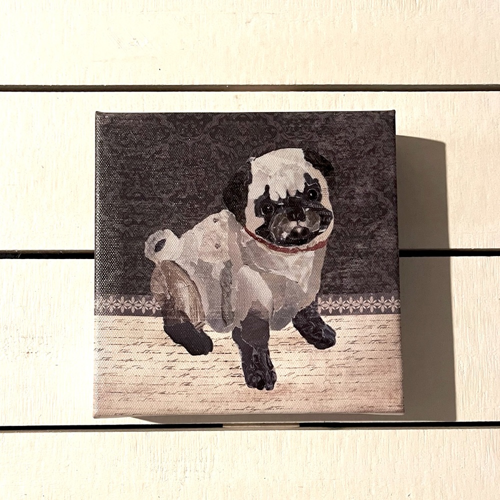 • NWOT • Small Pug Canvas • Wall Art •